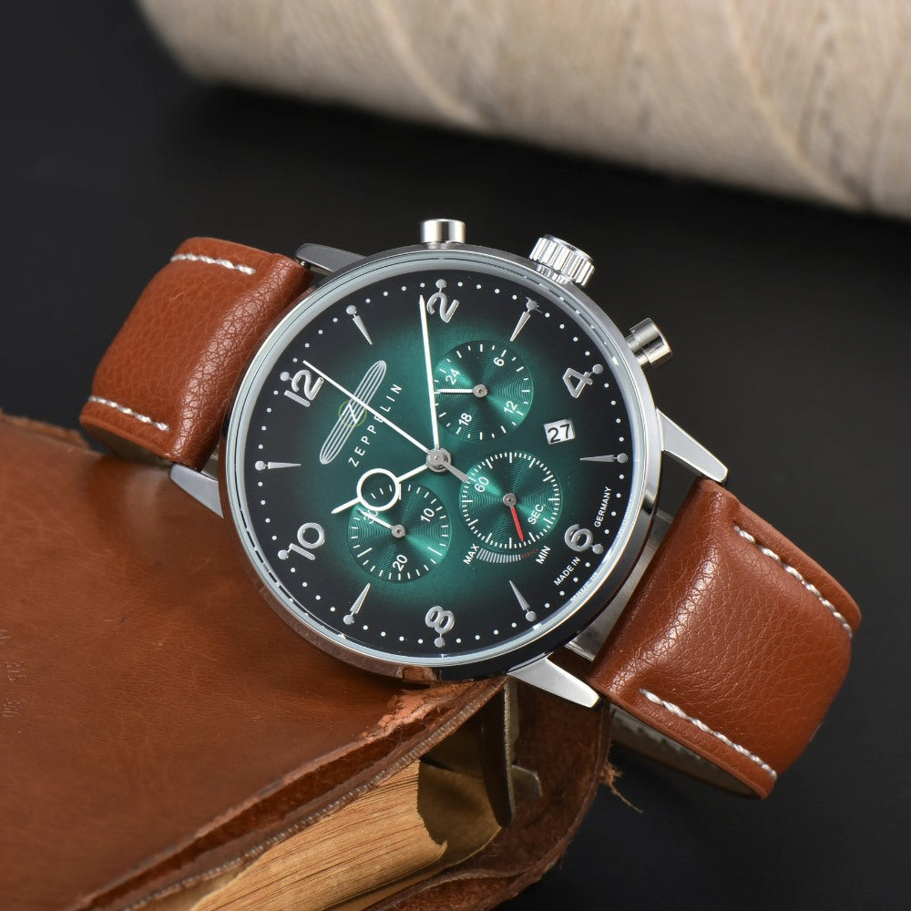 Zeppelin Green Chronograph Watch