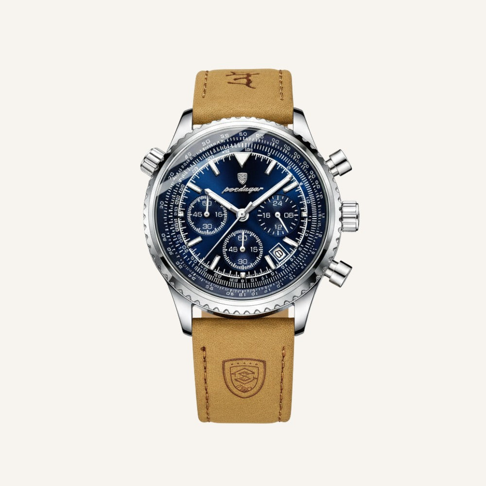 Bellatour Men’s Leather Chronograph Watch