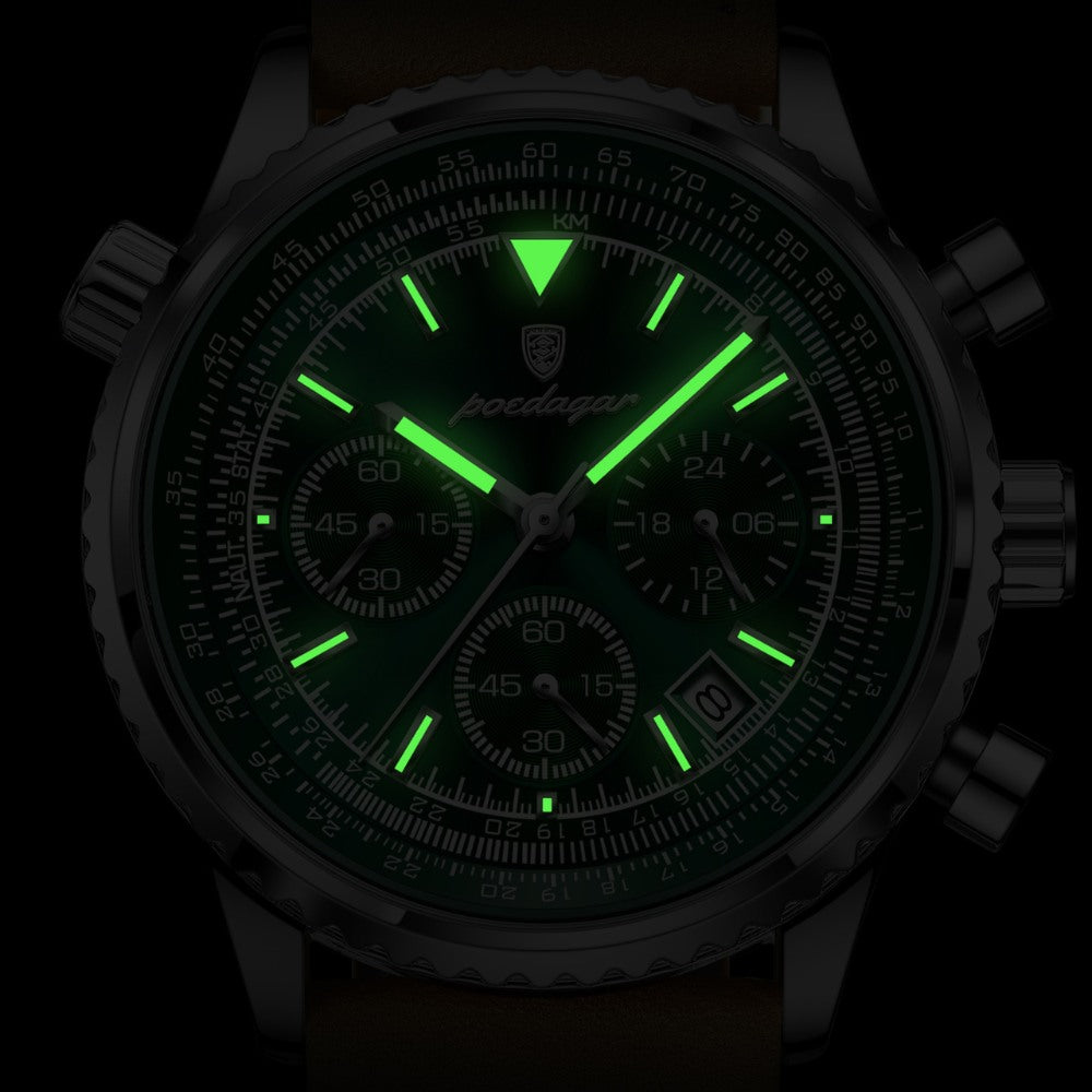 Bellatour Men’s Leather Chronograph Watch