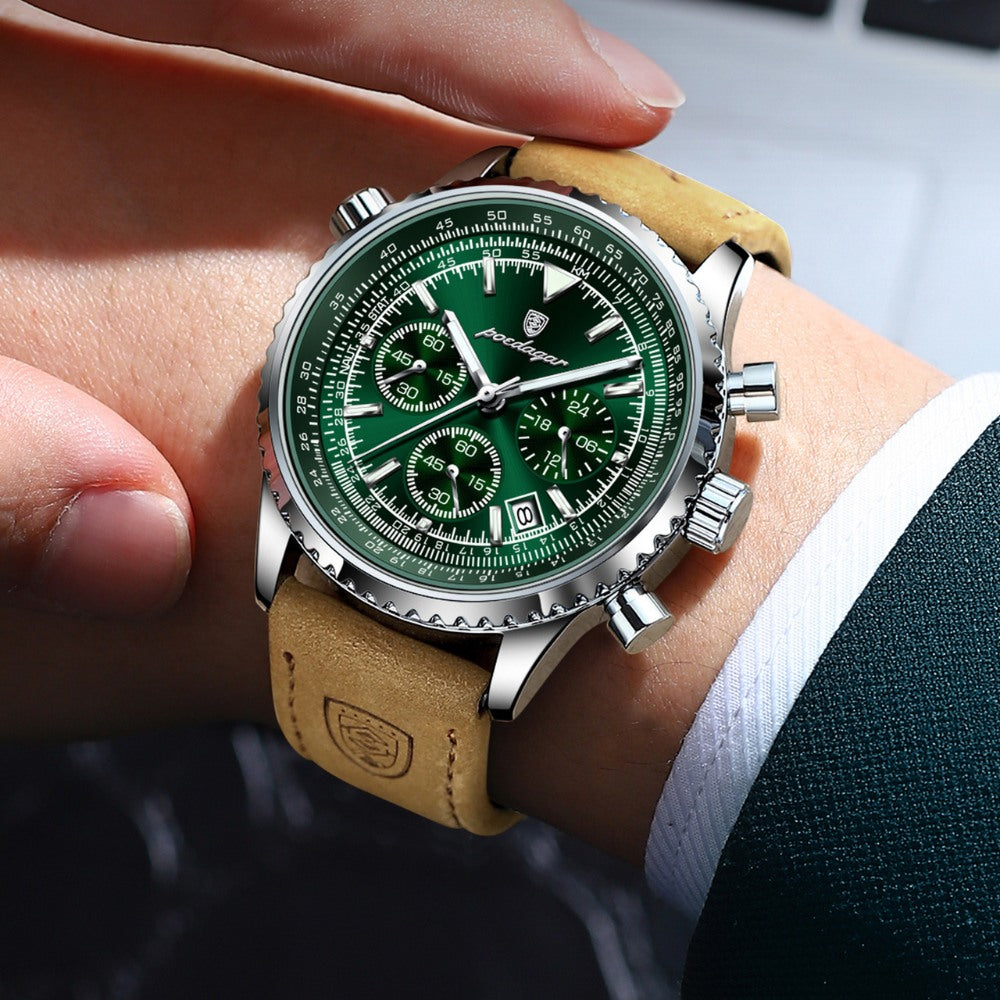 Bellatour Men’s Leather Chronograph Watch