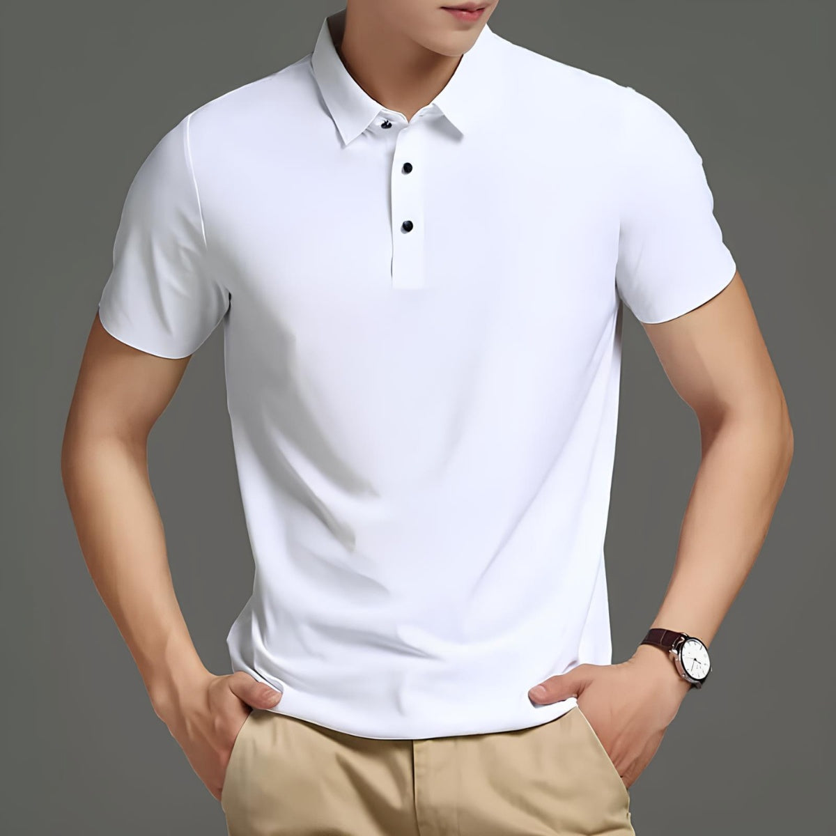 Men’s Ice Silk Polo Shirt – Wrinkle-Resistant