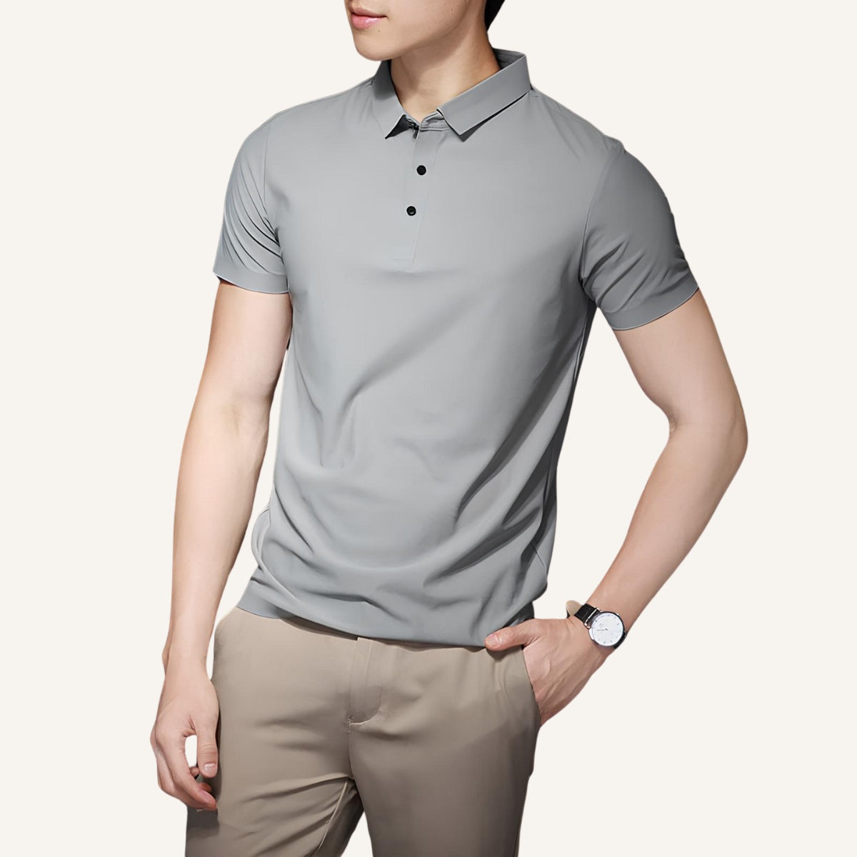 Men’s Ice Silk Polo Shirt – Wrinkle-Resistant