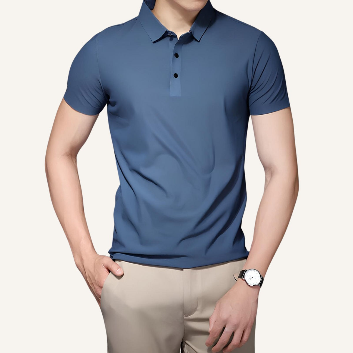 Men’s Ice Silk Polo Shirt – Wrinkle-Resistant