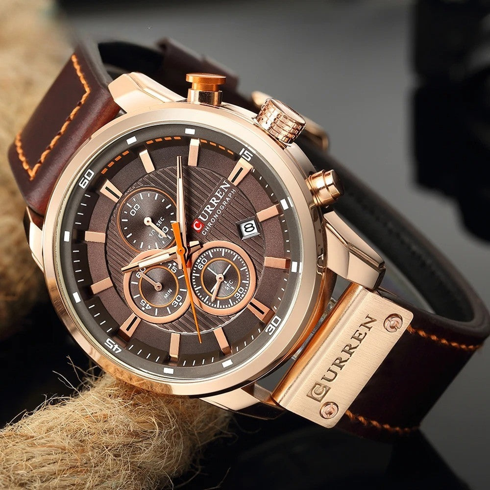 Dominus Leather Chronograph Watch