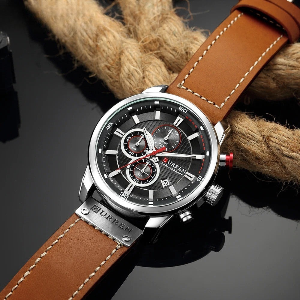 Dominus Leather Chronograph Watch