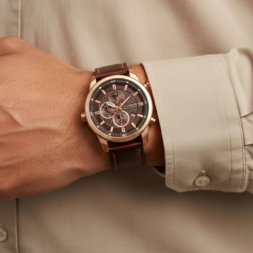 Dominus Leather Chronograph Watch