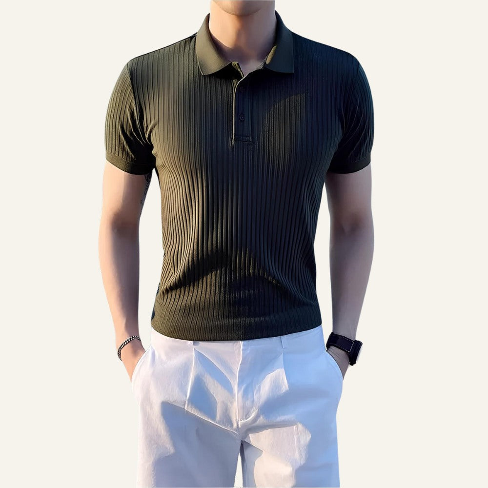 Bourton Ribbed Knit Polo Shirt