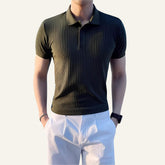 Bourton Ribbed Knit Polo Shirt