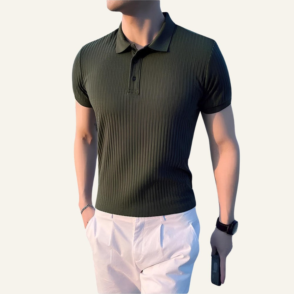 Bourton Ribbed Knit Polo Shirt
