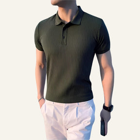 Bourton Ribbed Knit Polo Shirt
