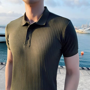Bourton Ribbed Knit Polo Shirt