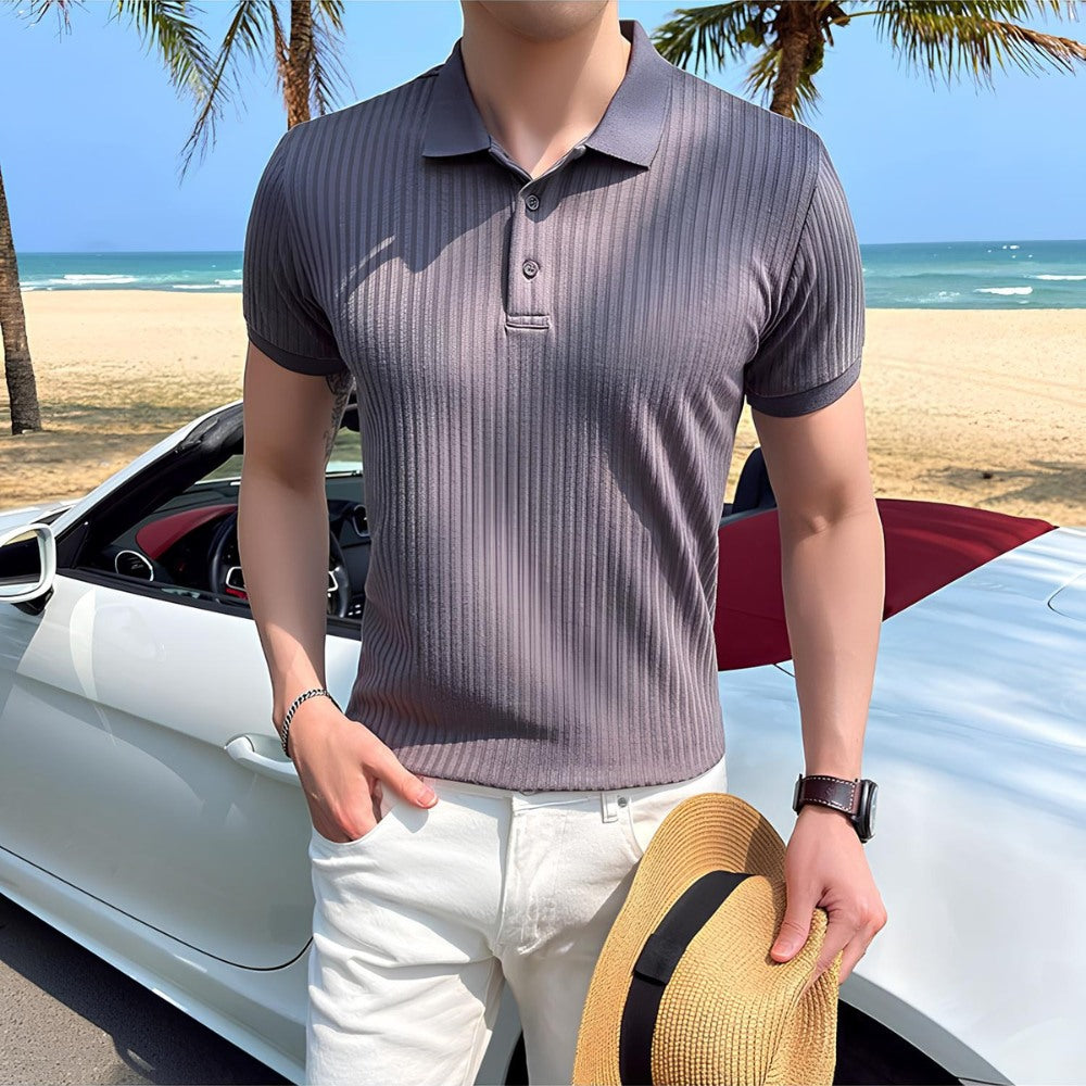 Bourton Ribbed Knit Polo Shirt