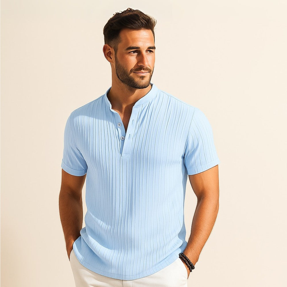 Richelieu Men’s Pleated Padre Collar Shirt – Old Money