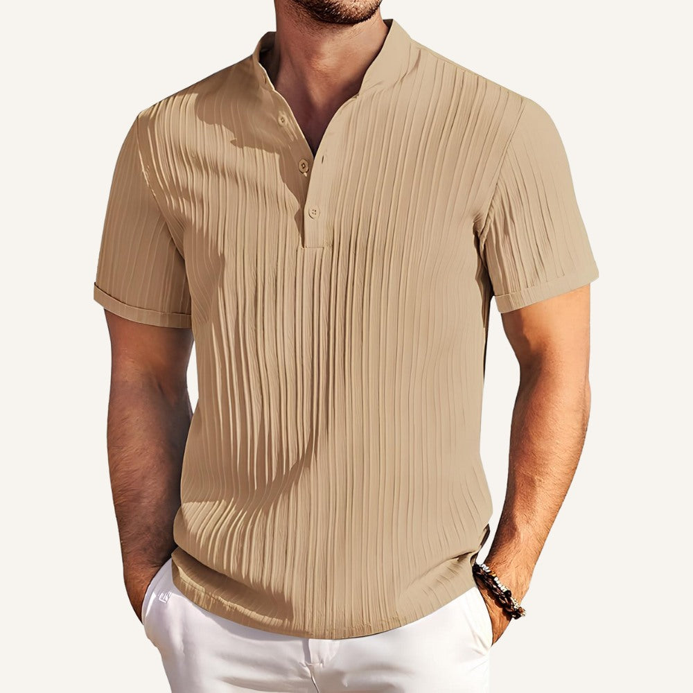 Richelieu Men’s Pleated Padre Collar Shirt – Old Money