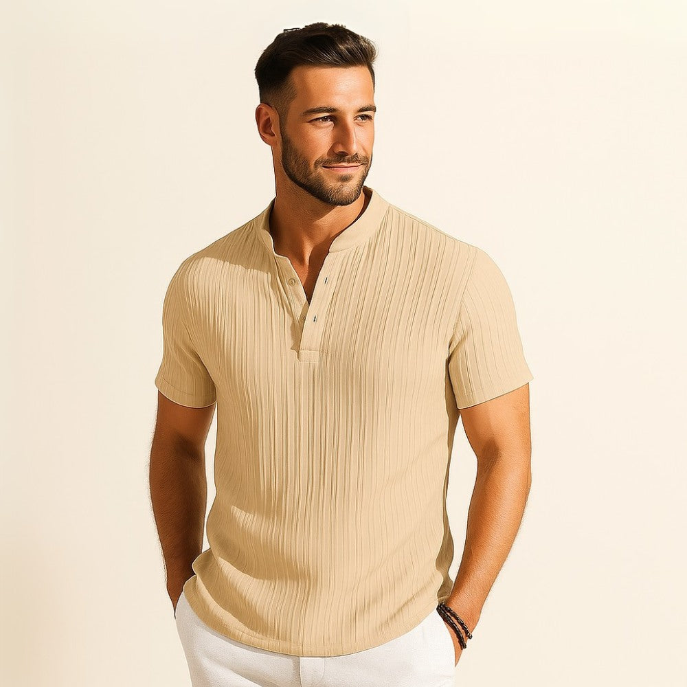 Richelieu Men’s Pleated Padre Collar Shirt – Old Money