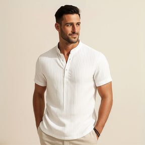 Richelieu Men’s Pleated Padre Collar Shirt – Old Money