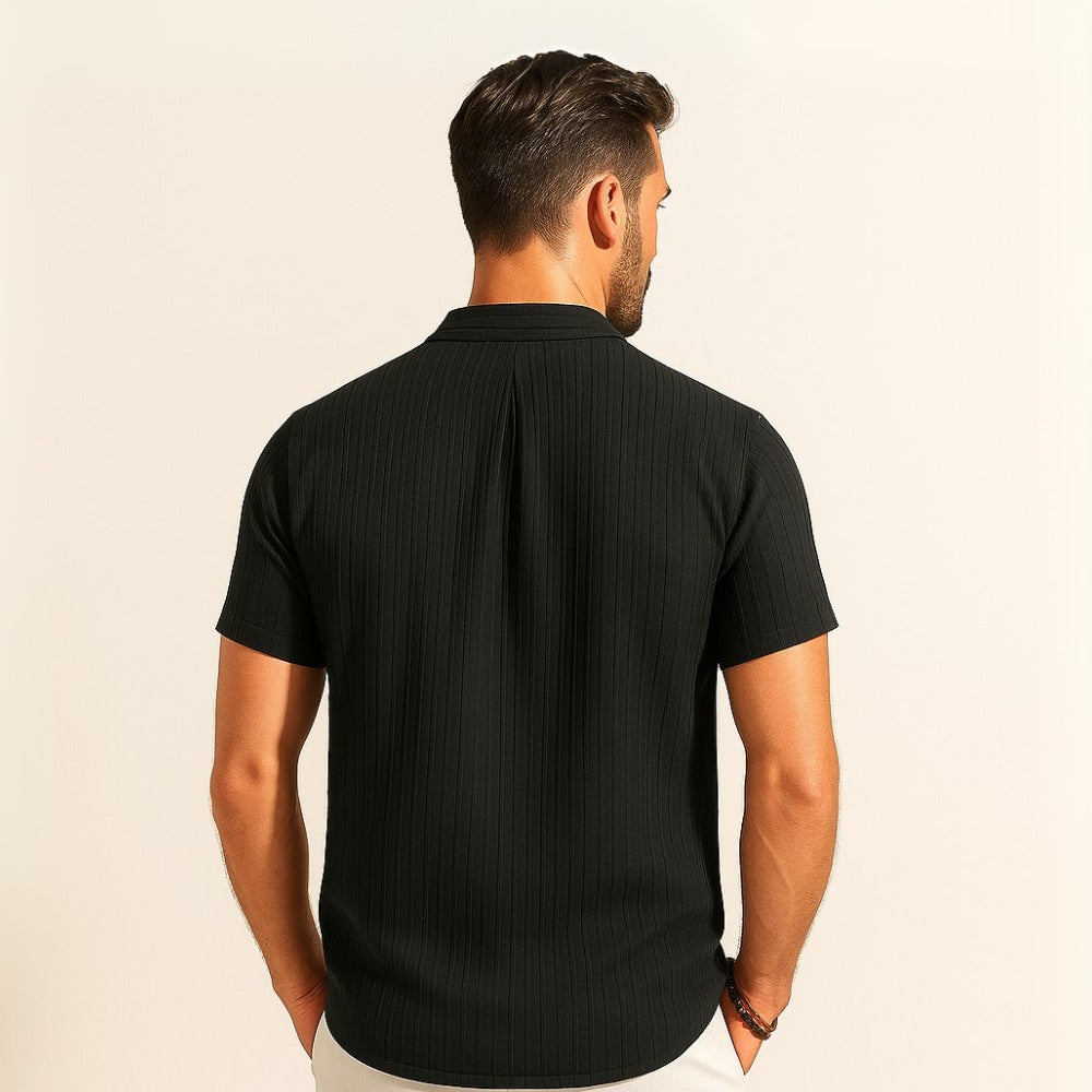 Richelieu Men’s Pleated Padre Collar Shirt – Old Money