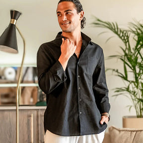 Milford Men’s 100% Linen Long-Sleeve Shirt – Old Money