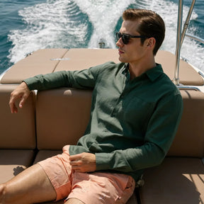 Milford Men’s 100% Linen Long-Sleeve Shirt – Old Money
