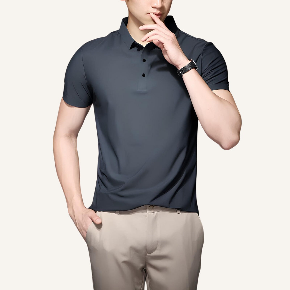 Men’s Ice Silk Polo Shirt – Wrinkle-Resistant