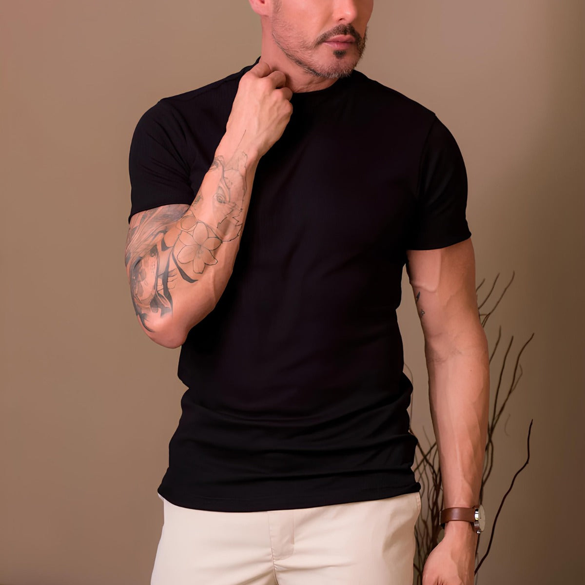 Clarence Ribbed High-Neck Men’s T-Shirt