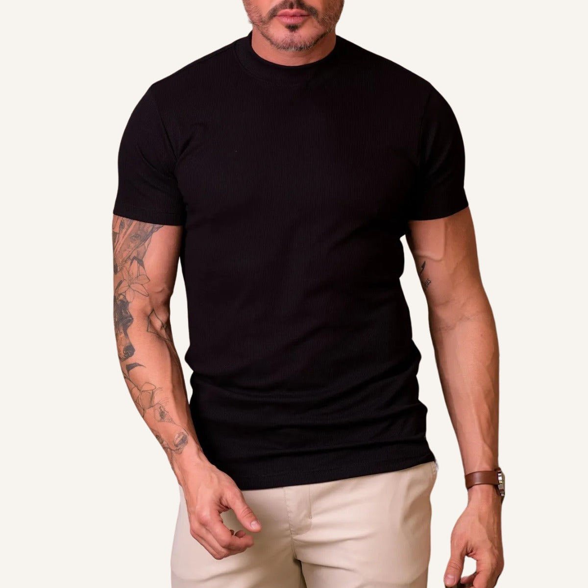 Clarence Ribbed High-Neck Men’s T-Shirt