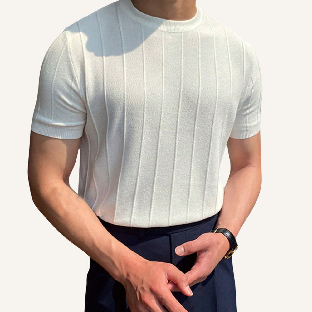 Old Money Men’s Textured Knit T-Shirt – Belgrano