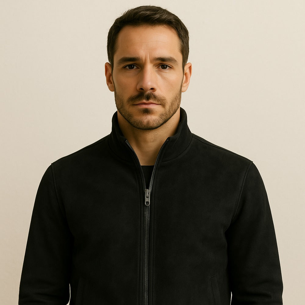 Monet High-Collar Suede Jacket