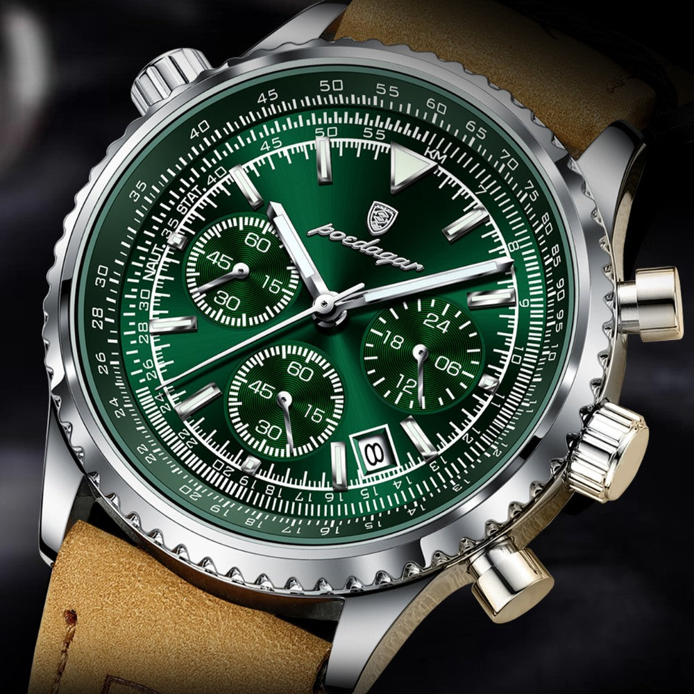 Bellatour Men’s Leather Chronograph Watch
