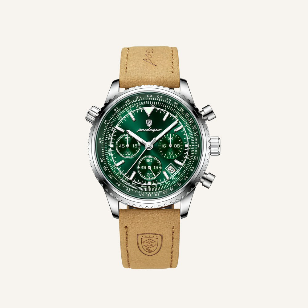 Bellatour Men’s Leather Chronograph Watch