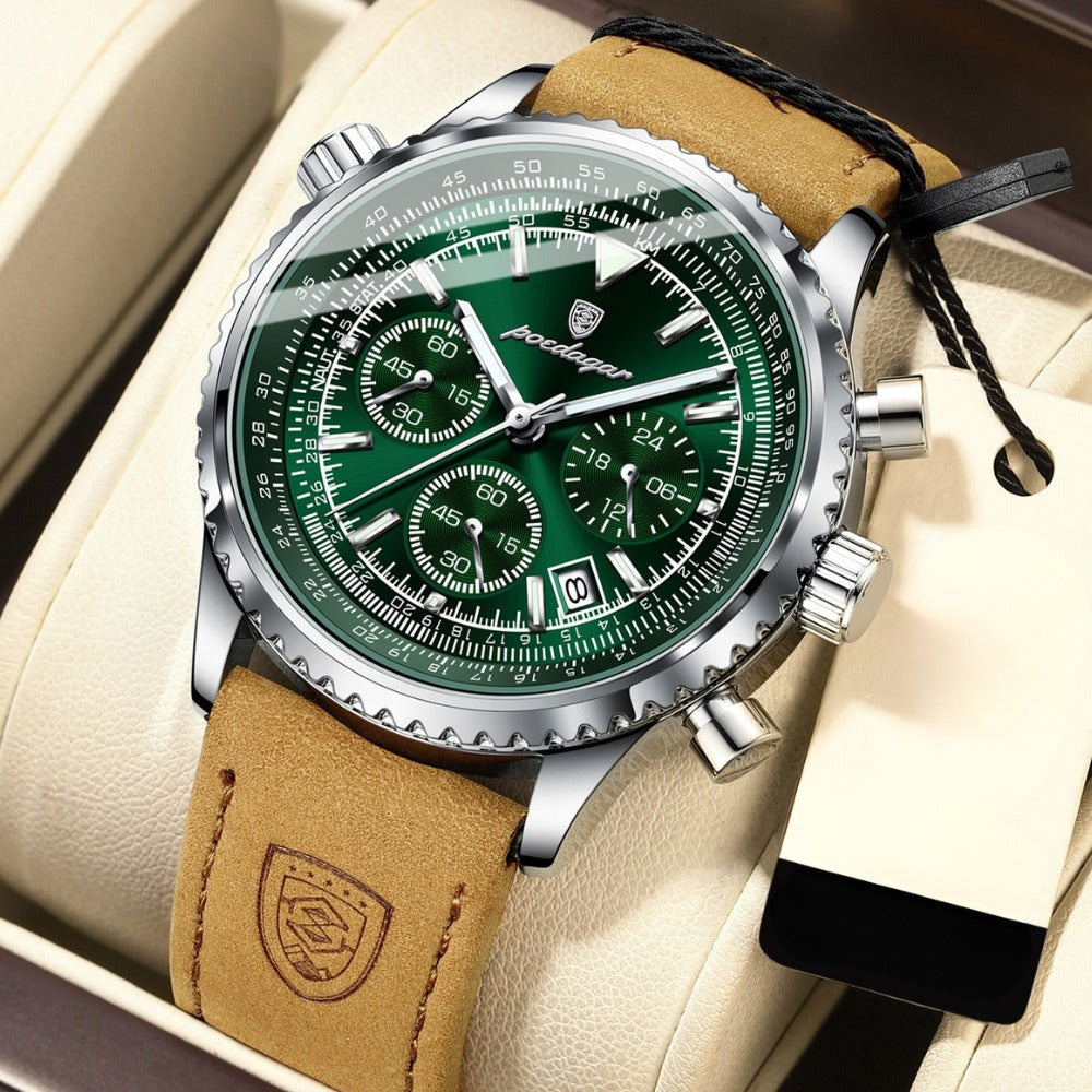 Bellatour Men’s Leather Chronograph Watch