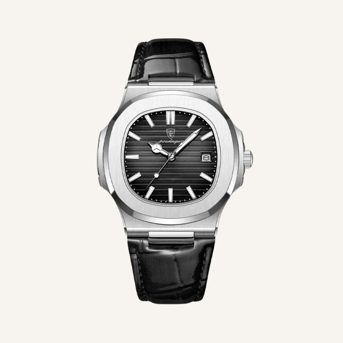 Luxe Black Leather Watch