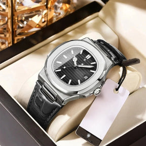 Luxe Black Leather Watch