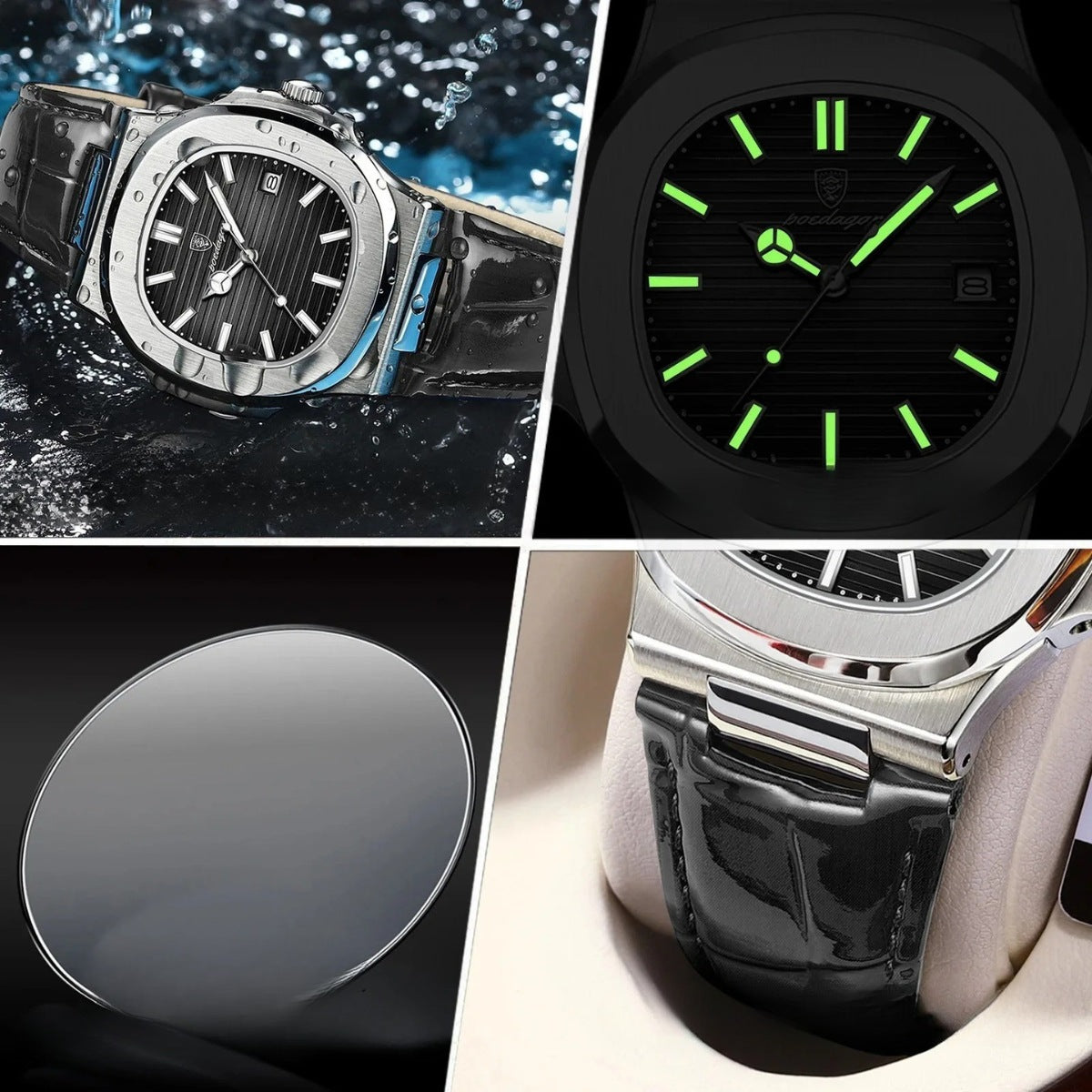 Luxe Black Leather Watch