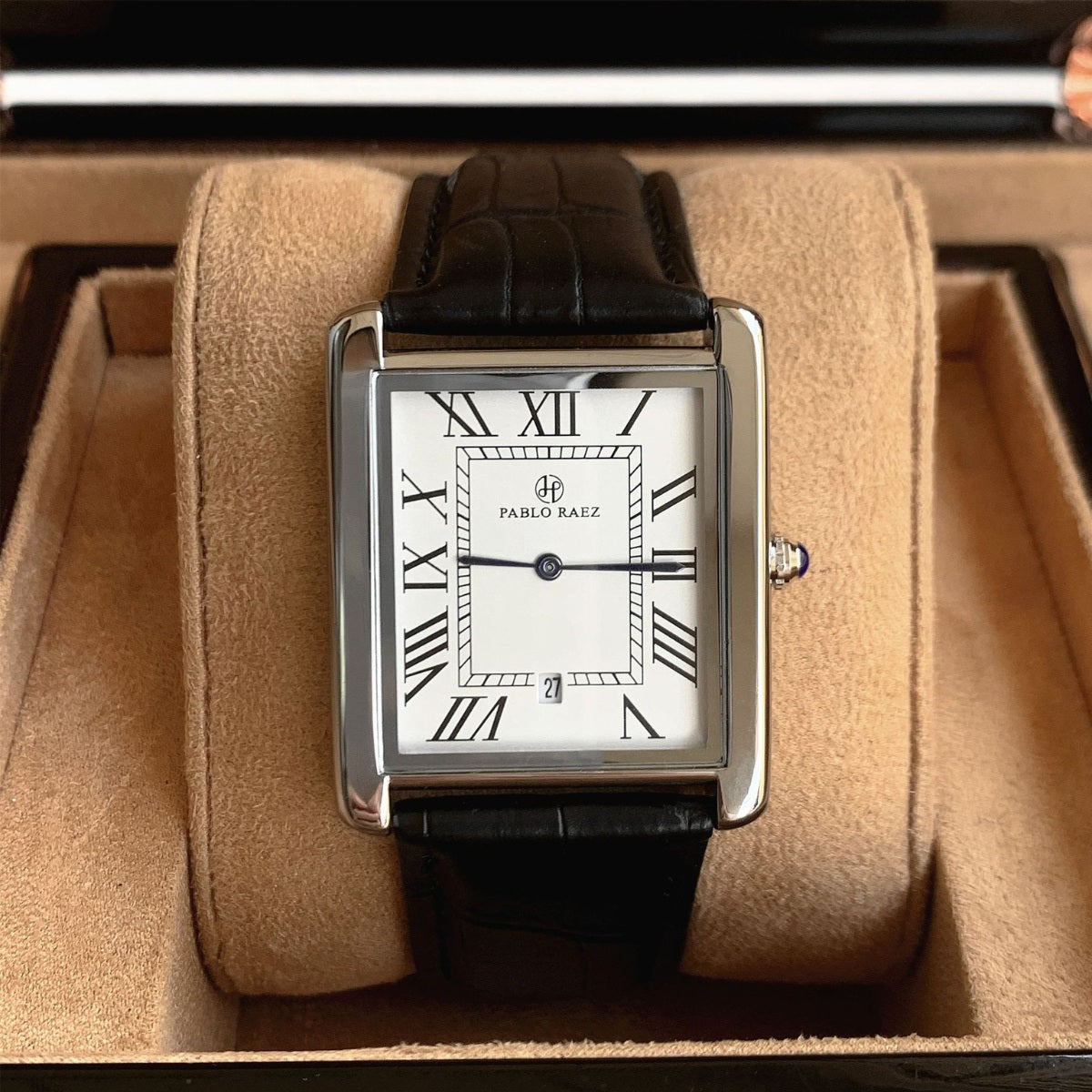 Raez Atempori Rectangular Leather Watch