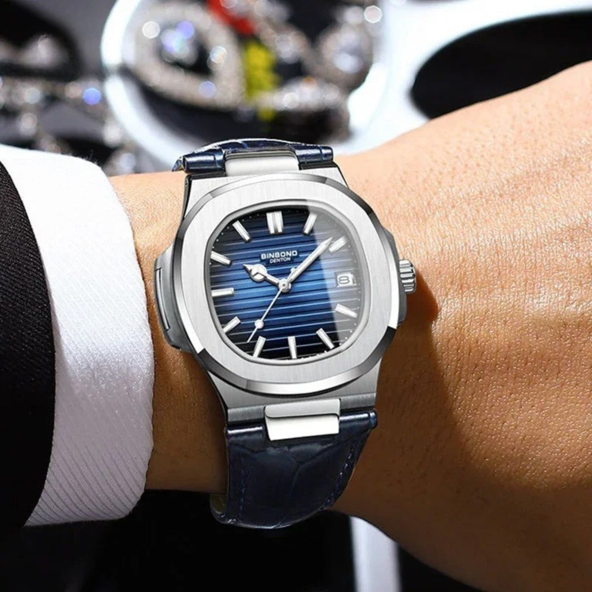 Luxe Black Leather Watch