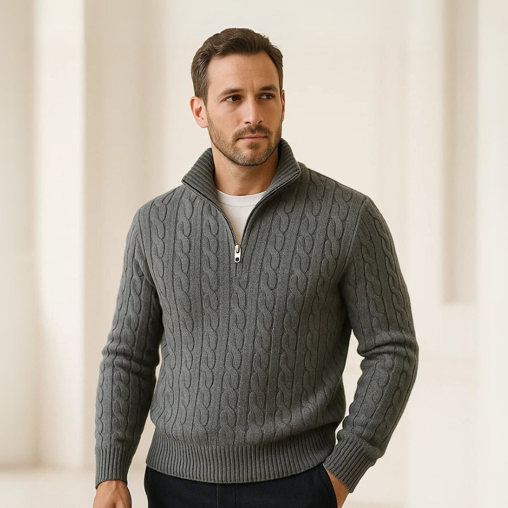 Fontaine Half-Zip High-Neck Sweater