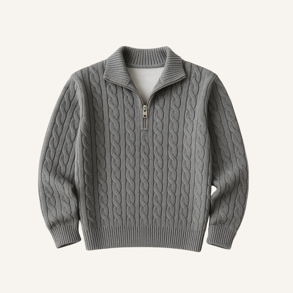 Fontaine Half-Zip High-Neck Sweater