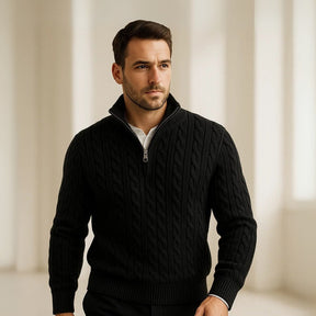 Fontaine Half-Zip High-Neck Sweater