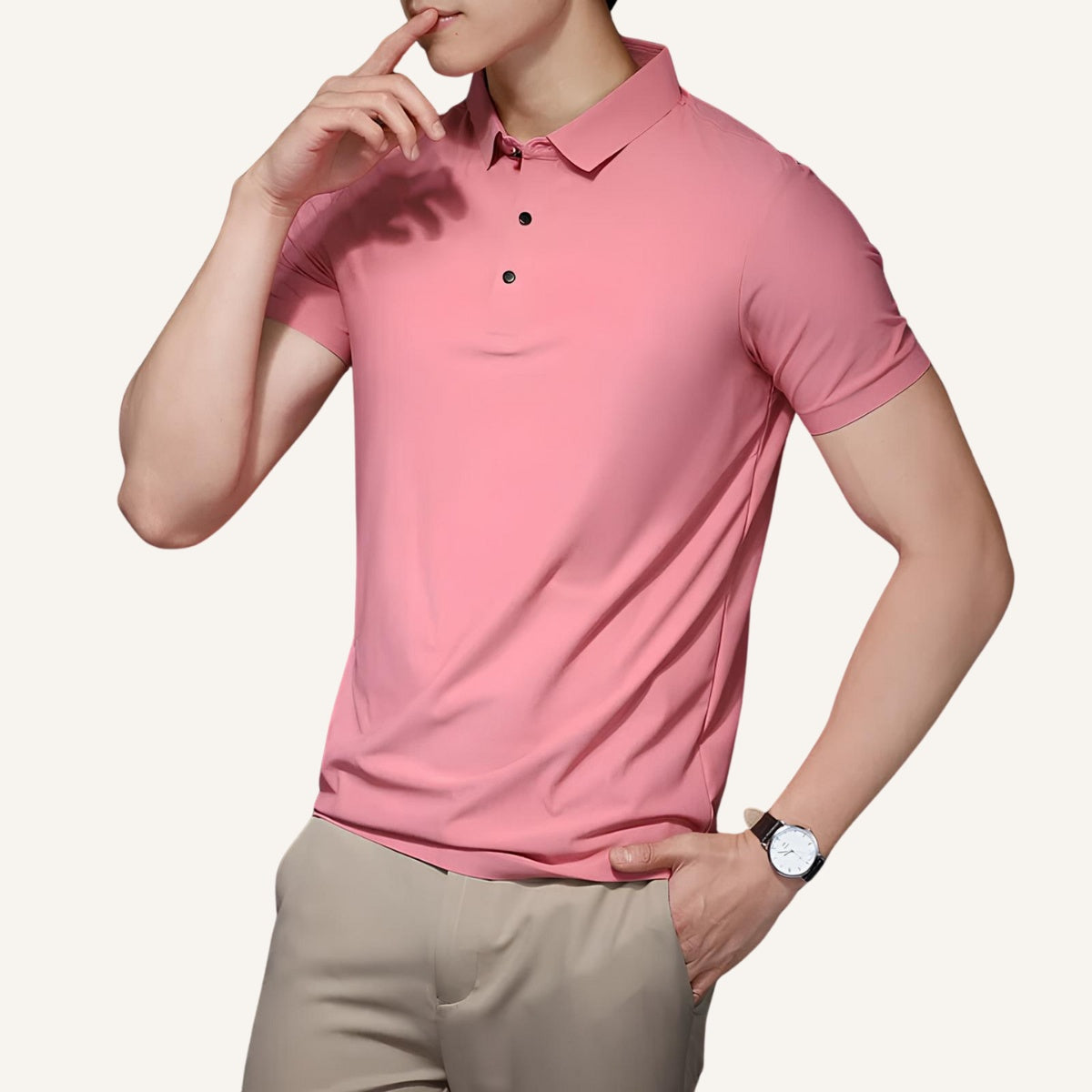 Men’s Ice Silk Polo Shirt – Wrinkle-Resistant