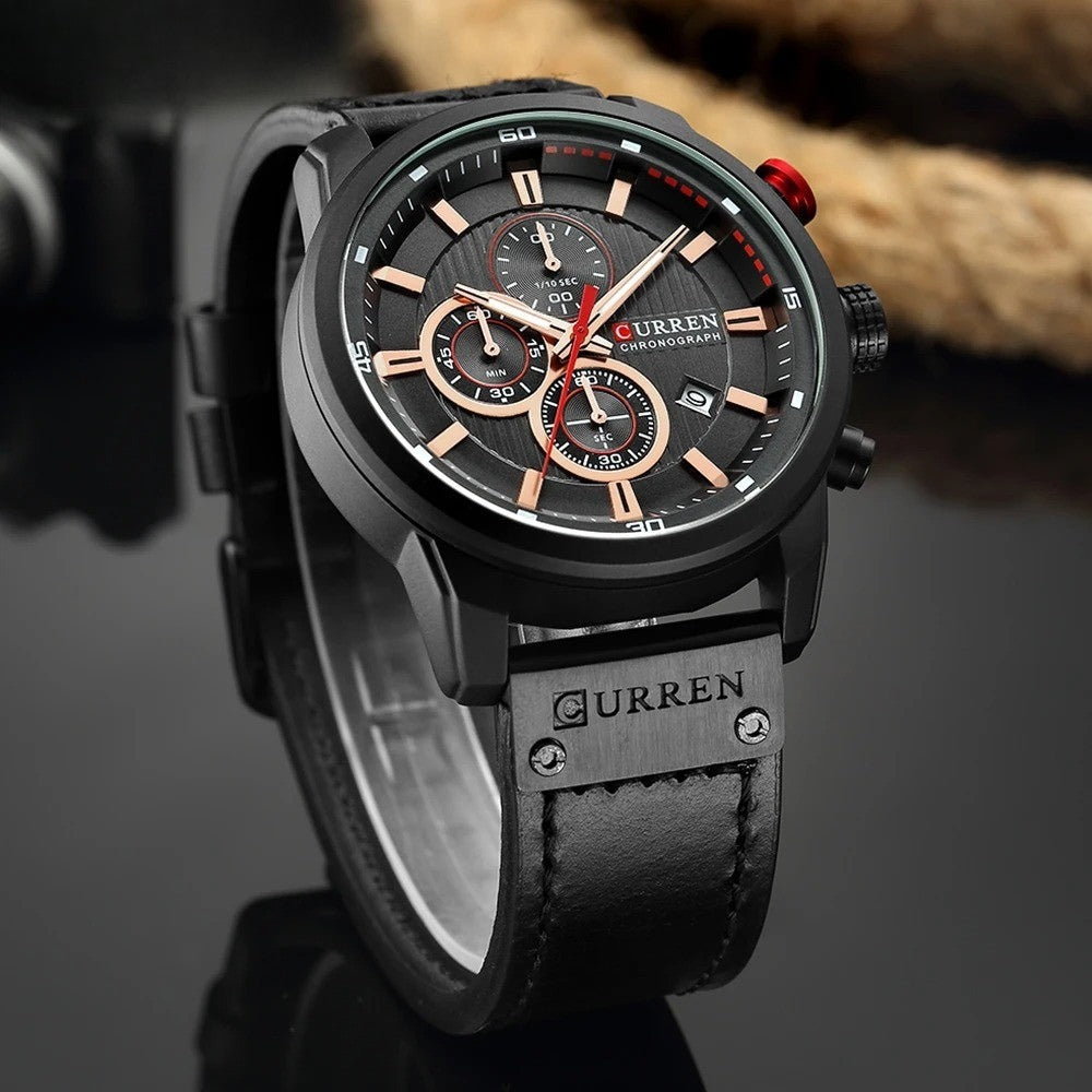 Dominus Leather Chronograph Watch