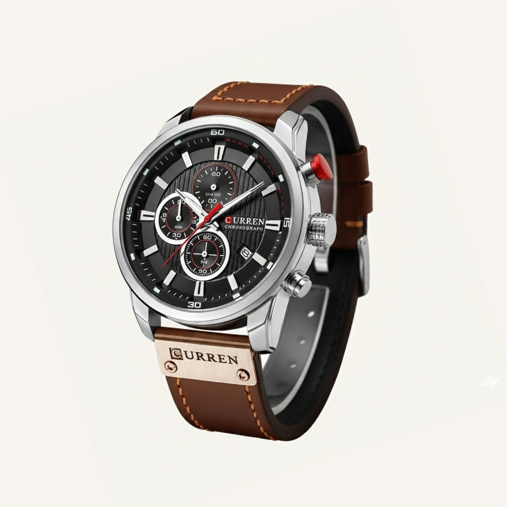 Dominus Leather Chronograph Watch