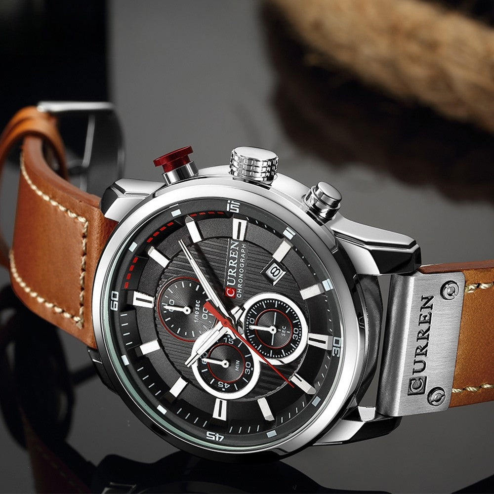 Dominus Leather Chronograph Watch